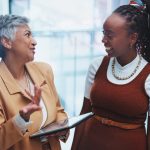 Principal and teacher having performance conversation