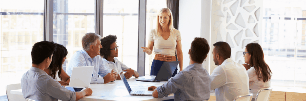 Leader in a strategic planning session